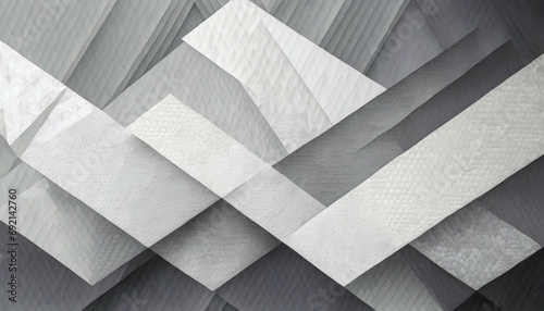 modern abstract background design with layers of textured white material in triangle diamond and squares shapes in random geometric pattern