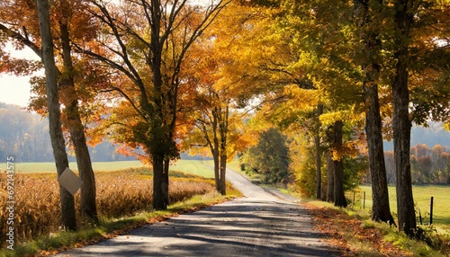 fall trees down a country road