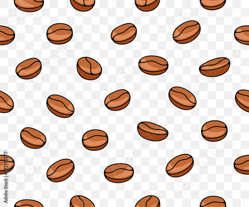 Coffee beans, plant and nature, seamless vector background and pattern. Food, hot drink, beverage, cafes, coffee house and coffee shop, vector design and illustration