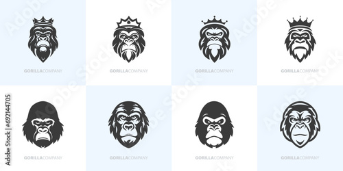 Moderne minimalistische Gorilla-Vektorgrafik-Bündel für Firmenlogos und Brand Identity