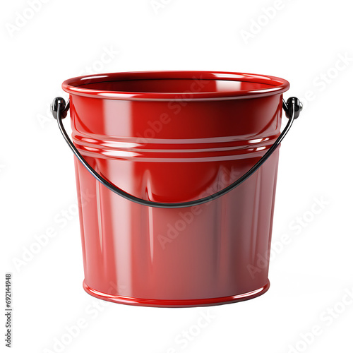 red bucket isolated on transparent background ,metal bucket png ,generative ai