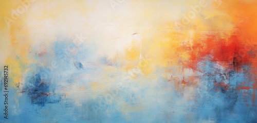 Example of a yellow, red, and blue image Abstract oil painting with a large brush background.
