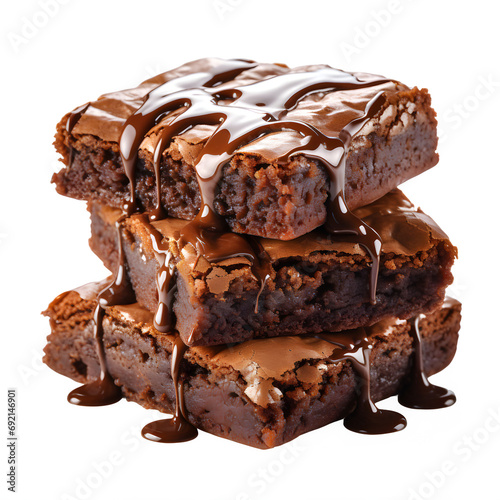 chocolate brownie cake isolated on transparent background ,brownie png ,generative ai photo