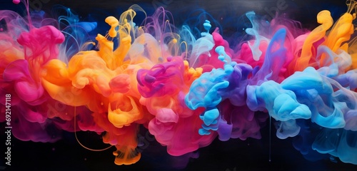 Experience the vibrant explosion of acrylic ink in vibrant colors floating on water. 