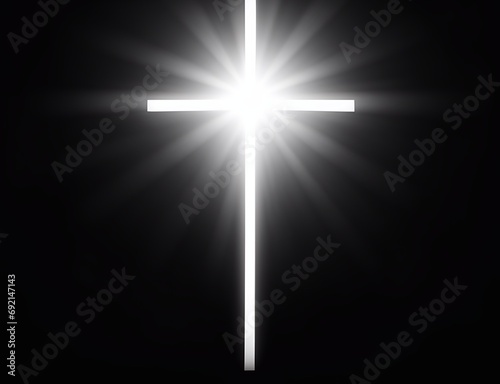 Cross of light. Conceptual religion. AI generated illustration