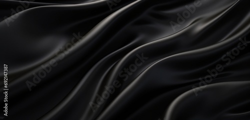 Explore the beauty of an elegant wave-patterned black satin silk background. 