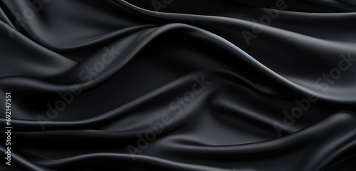 Explore the elegant wave-patterned black satin silk background that exudes sophistication and style. This timeless design adds a touch of class to any visual presentation.