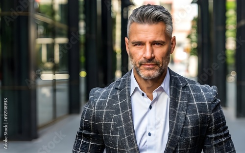 Portrait of Handsome sexy senior Businessman in his 40's, mature male