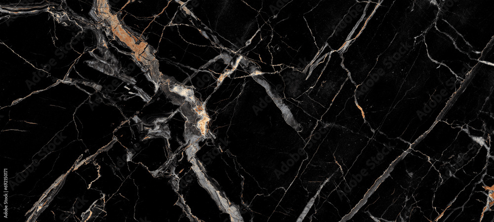 Black Portoro marble with golden veins. Black golden natural texture of marble. high gloss texture of marble stone for digital wall tiles design.