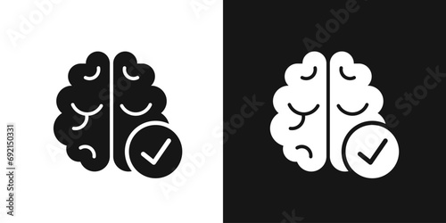 Brain check vector icon. Healthy brain, mental sign photo
