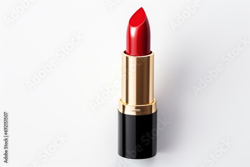 Beautiful red lipstick isolated on white background