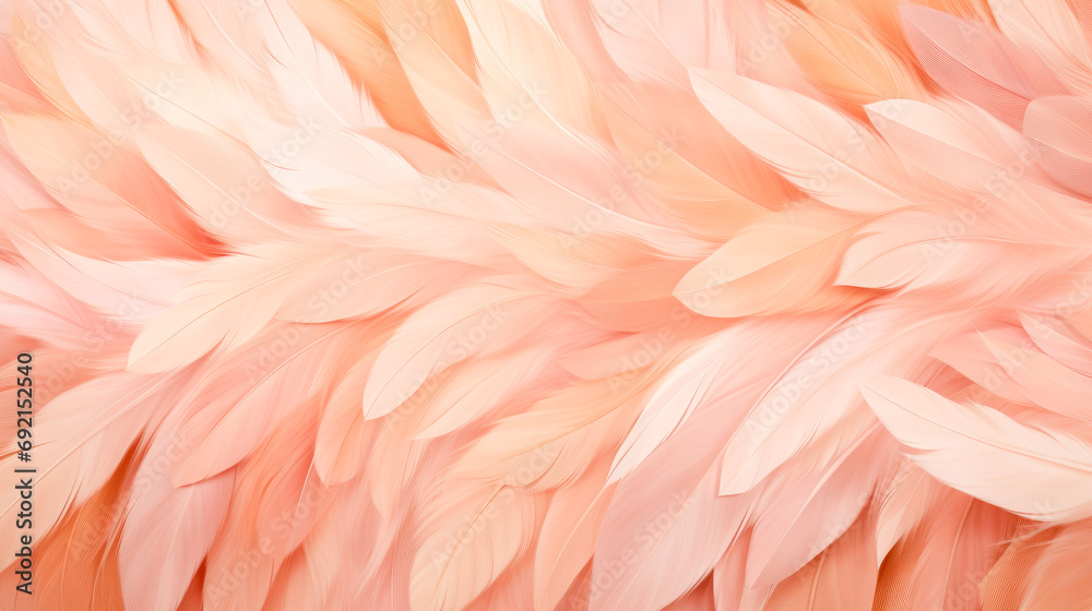 Background of delicate peach-colored feathers close-up Background of delicate peach-colored feathers close-up