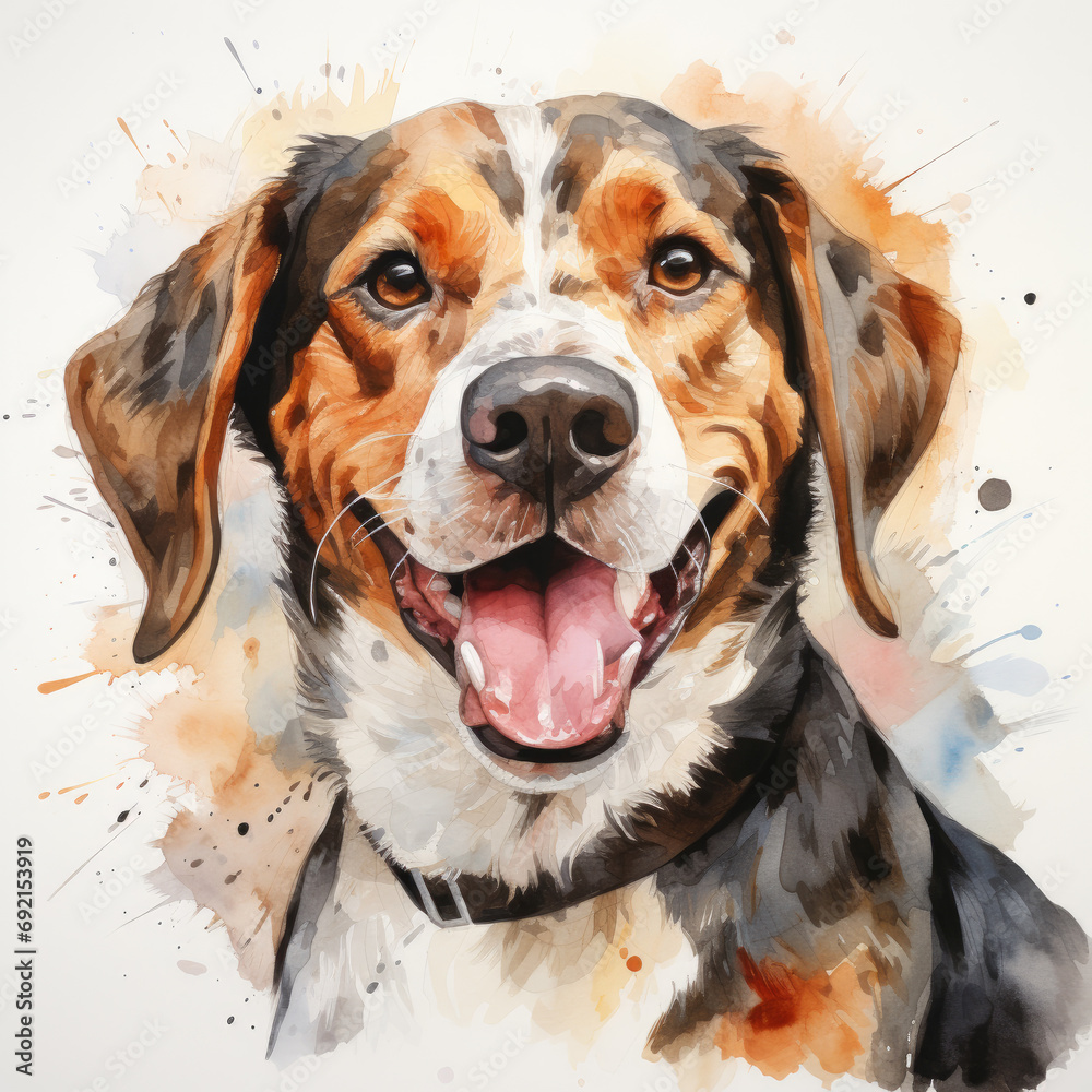 watercolor Beagle clipart, Generative Ai