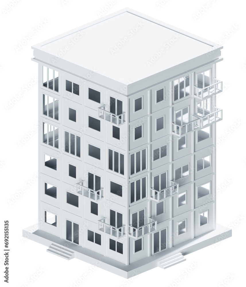 White building isometric. 3d rendering. White building isometric. 3d rendering.