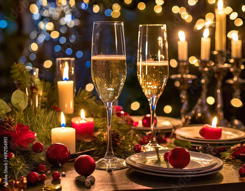 table de fête pour la soirée du Nouvel an