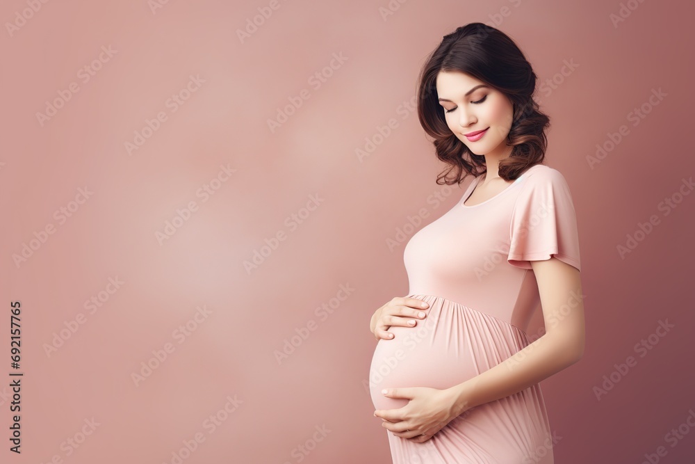 Young beautiful pregnant woman on pink background Young beautiful pregnant woman on pink background