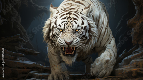 white tiger. Majestic spiritual white tiger. generative ai