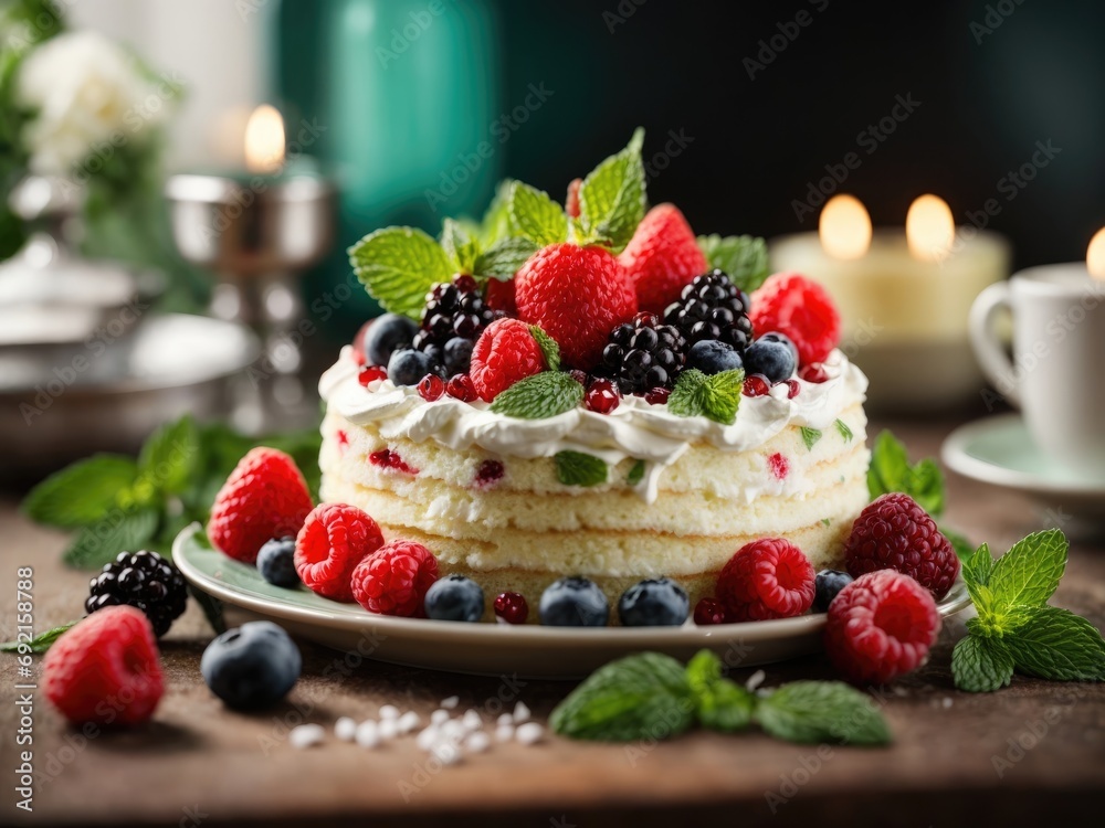 Delicious cake with berries and whipped cream decorated with mint leaves, cheesecake with berries, cake with berries, cake with strawberries, cake and cream, raspberry and blueberry cheesecake Delicious cake with berries and whipped cream decorated with mint leaves, cheesecake with berries, cake with berries, cake with strawberries, cake and cream, raspberry and blueberry cheesecake