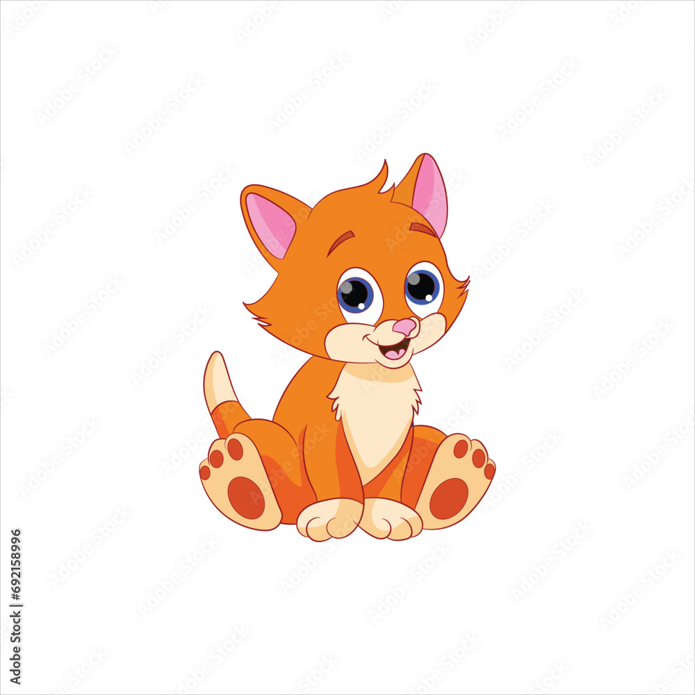 Vector cartoon funny cat isolated on white... Vector cartoon funny cat isolated on white...