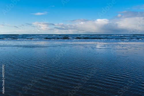 Ausblick über die Nordsee mit Sandstrand 