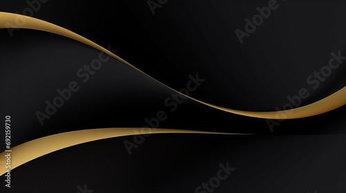 Elegant luxury Golden Waves on Black Background
