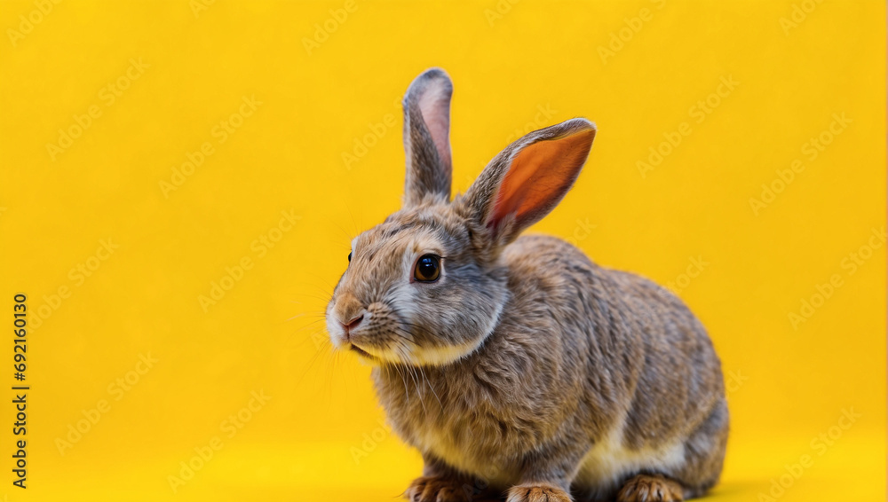 Obraz premium rabbit on yellow background