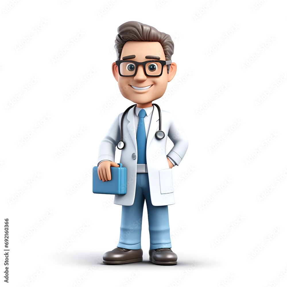 3D Doctor Icon on White Background
