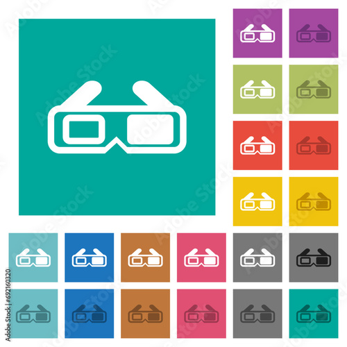Retro 3D glasses square flat multi colored icons