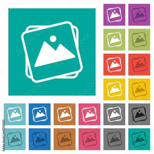 Stack of photos square flat multi colored icons