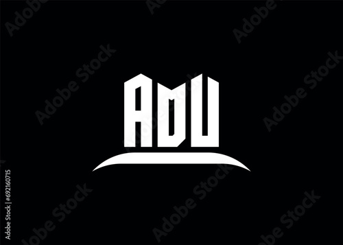 ADU letter logo design on creative BLACK background