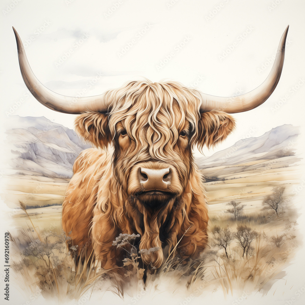 highland rind rinder hochlandrind irisches steak weiderind illustration ...