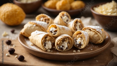 Cannoli, Sicily,A shattering-crisp shell gives way to a creamy cheese filling in this Sicilian classic, rich textures photo