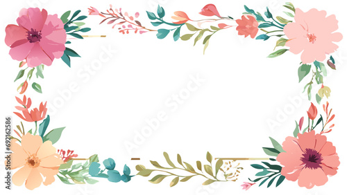 Flower Frame Watercolor. Floral Wreath Watercolor.  © donwi