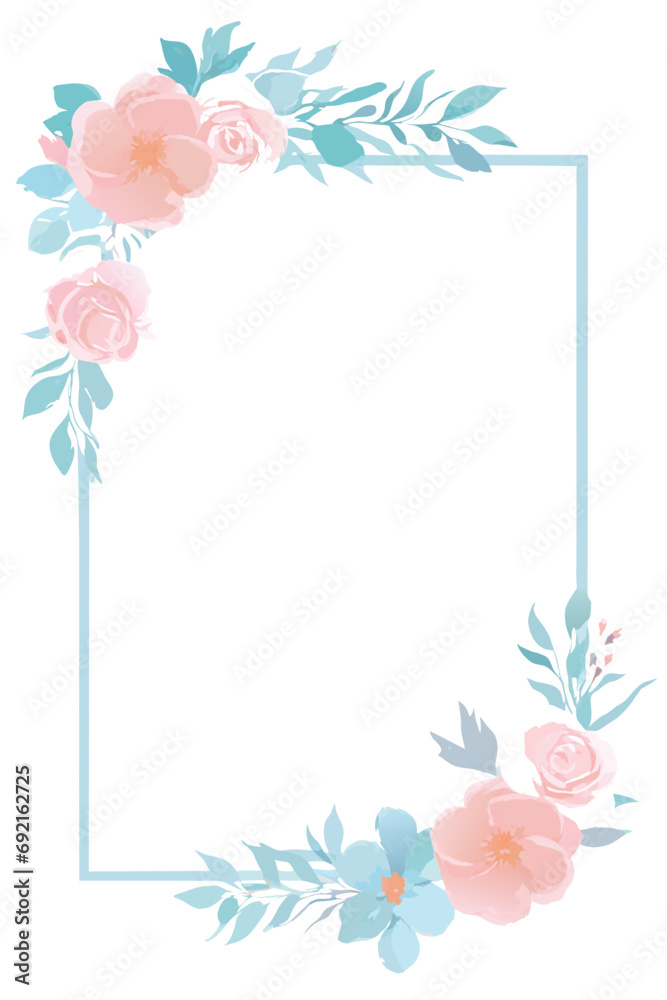 Naklejka premium Flower Frame Watercolor. Floral Wreath Watercolor.