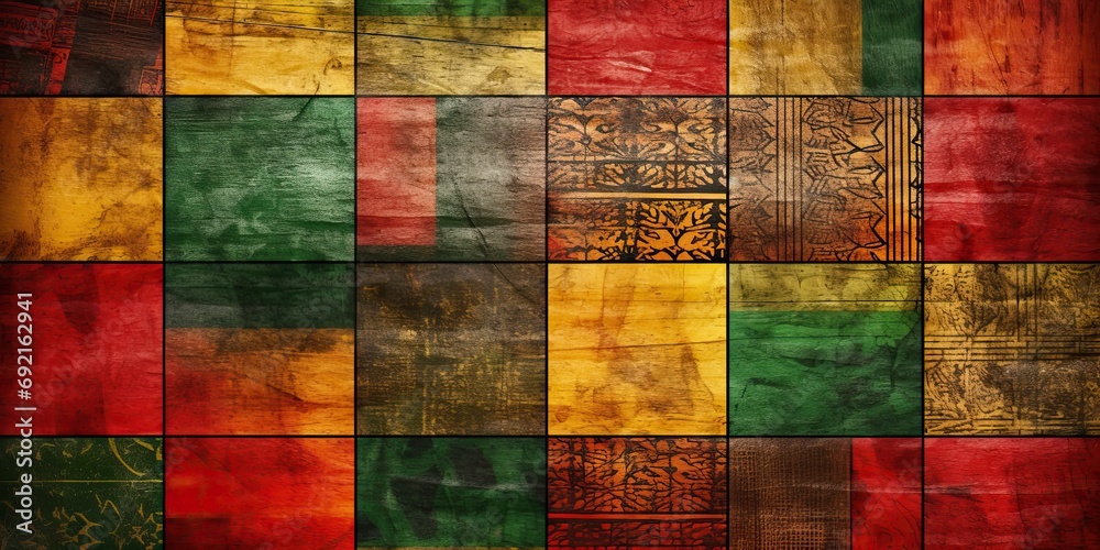 black history month, canvas texture, red yellow green paint color, celebration background - obrazy, fototapety, plakaty 