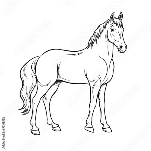Minimalistic Cute Horse - Full Body Line Art Vector
