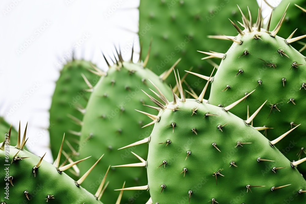 Green cactus leaves on white background Green cactus leaves on white background