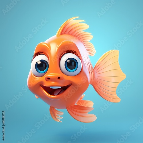 Cute Cartoon Goldfish Character with Big Eyes