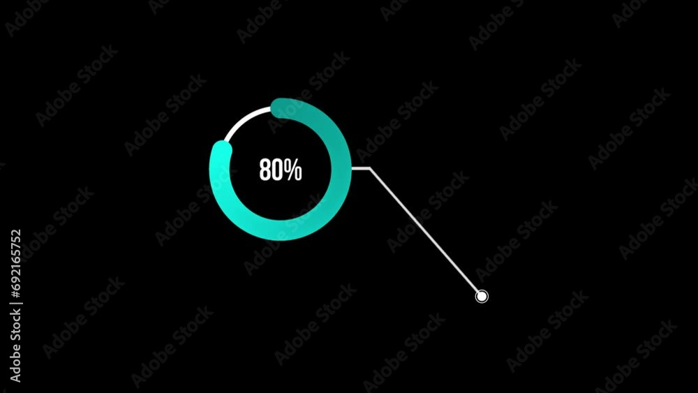 80 percent Call out Pie Chart Animation. Eighty percent Glowing Blue ...