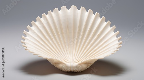 Exquisitely crafted scaled model resembling a delicate white sea shell. Detailed craftsmanship, scaled replica, delicate design, meticulous detailing. Generated by AI.