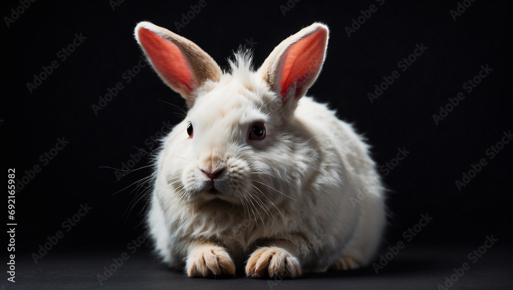 white rabbit on black background. backdrop with copy space white rabbit on black background. backdrop with copy space