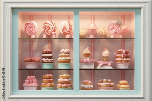 Wallpaper Mural Window display of candy store. Assortment of marmalades, candies, sweets, jelly and sugar desserts. Torontodigital.ca