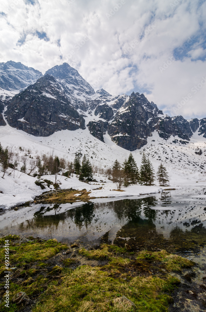 Vacations in Poland - the Rybi Potok flowing out of the Morskie Oko lake in Tatra Mountains