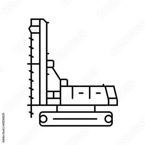 construction drill vehicle line icon vector. construction drill vehicle sign. isolated contour symbol black illustration