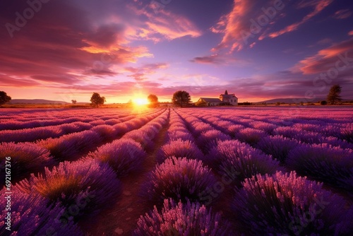 lavender field at sunset 
