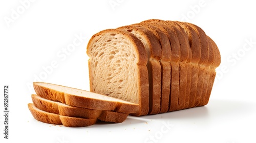 Sliced bread isolated on white background. Close-up. photo