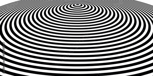 Twisting Whirl Motion and 3D Illusion in Abstract Op Art Striped Lines Pattern..