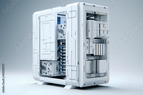 Server rack image. Isolated on white background