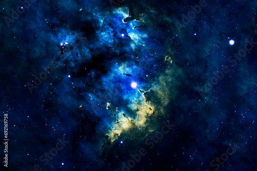 Fototapeta Naklejka Na Ścianę i Meble -  Blue cosmic nebula. Elements of this image furnished by NASA