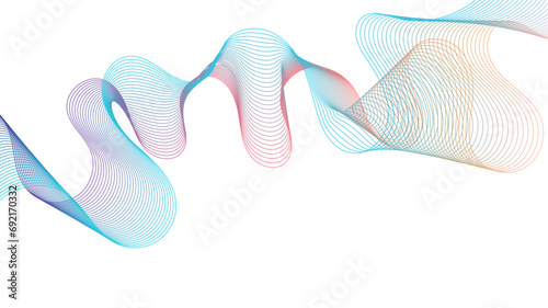 Abstract bright colorful gradient smooth wave line on a transparent background. Energy flow concept. Dynamic sound wave line blend.